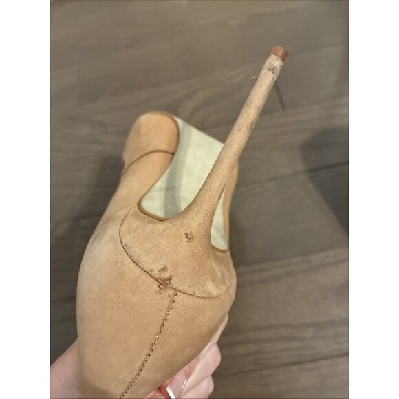 steve madden tan Beige Nude vala heels suede Genuine Leather Stiletto Pointed 9 - Picture 8 of 9